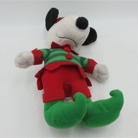 HALLMARK PEANUTS Snoopy Elf Plush Stuffed Toy Green and Red Jester 10" - Picture 6 of 11